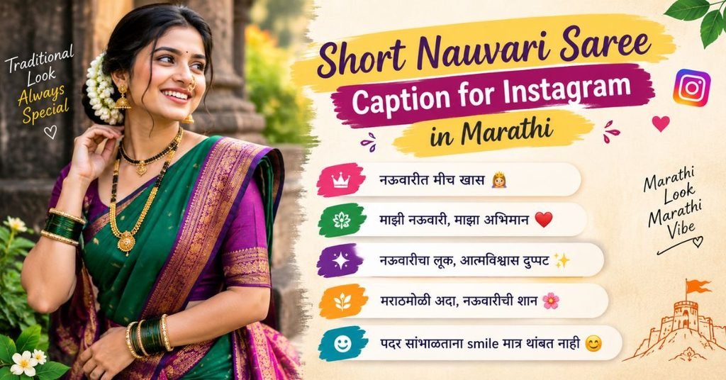 Short Nauvari Saree Caption for Instagram in Marathi