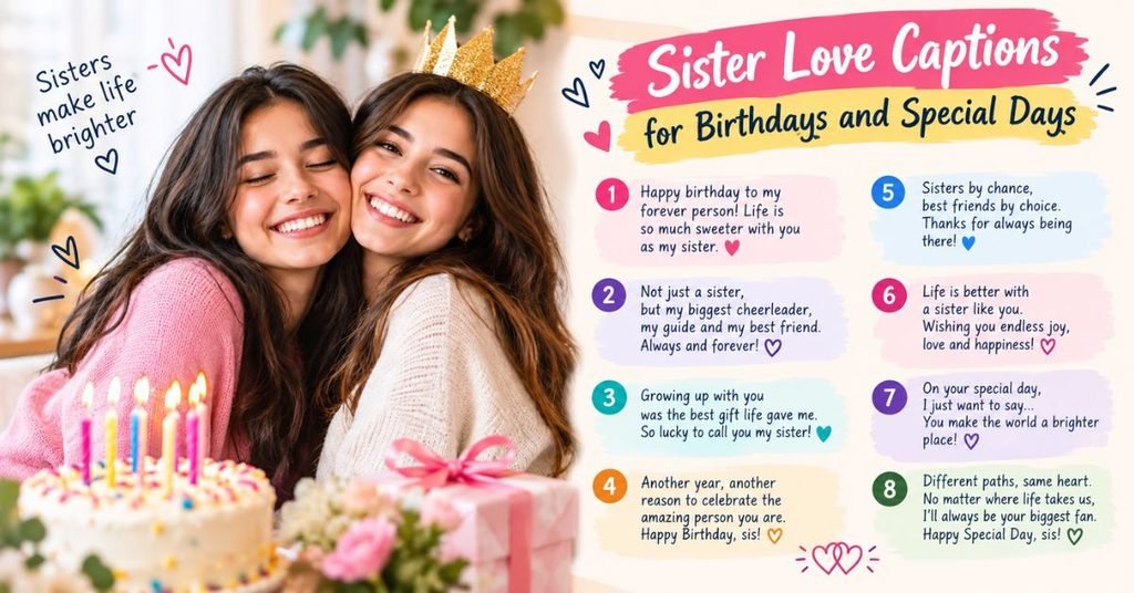 Sister Love Captions for Birthdays and Special Days