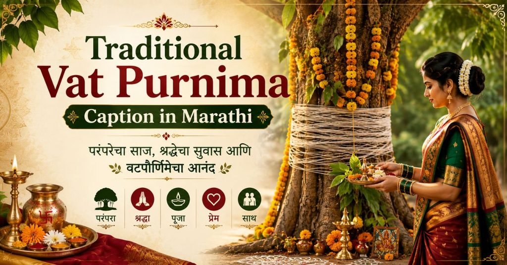 Traditional Vat Purnima Caption in Marathi