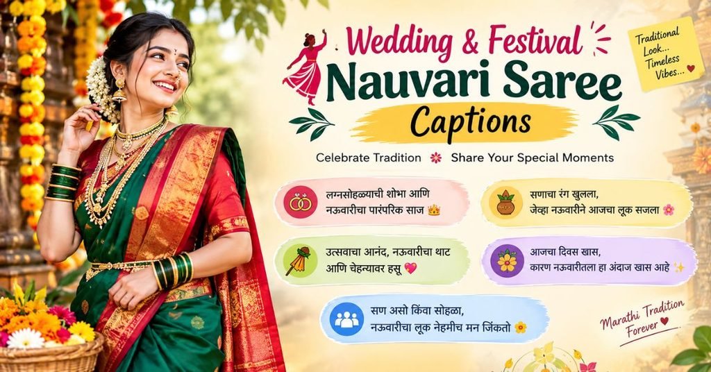 Wedding & Festival Nauvari Saree Captions