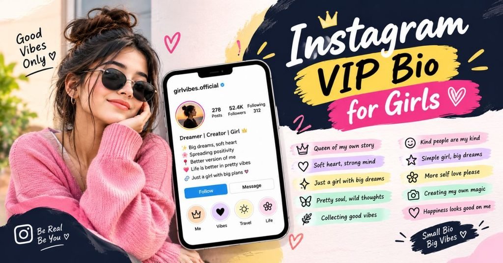 Instagram VIP bio for girls with stylish profile bio ideas and cute Instagram bio inspiration