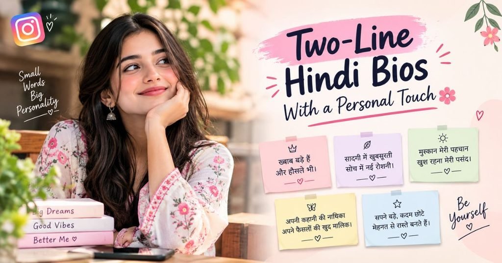 2 line bio for instagram for girl in hindi
 Two-Line Hindi Bios With a Personal Touch 🌸